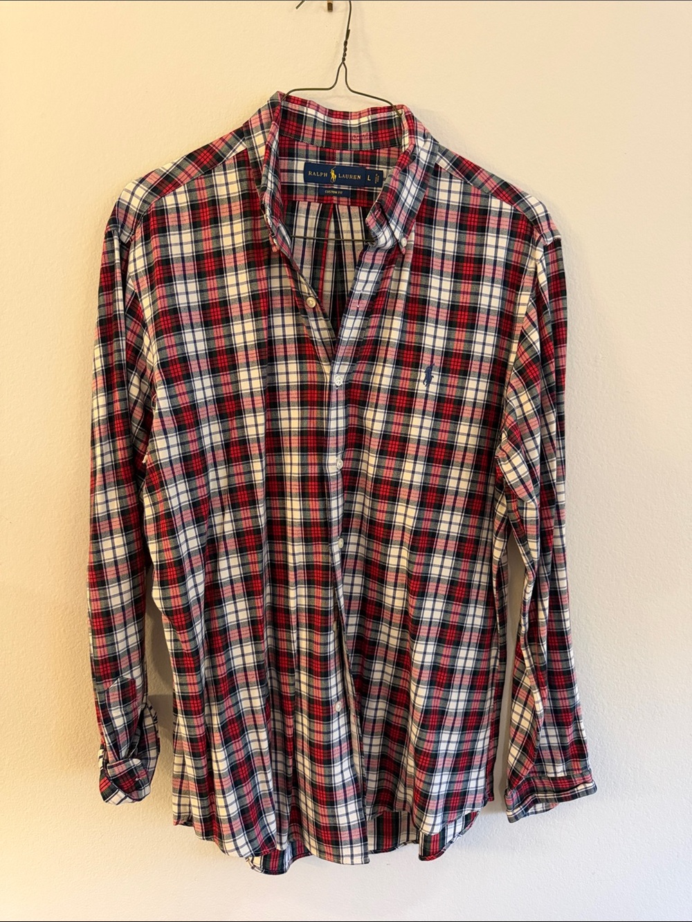 Ralph Lauren Men’s Red, White & Navy Plaid Button-Down Shirt